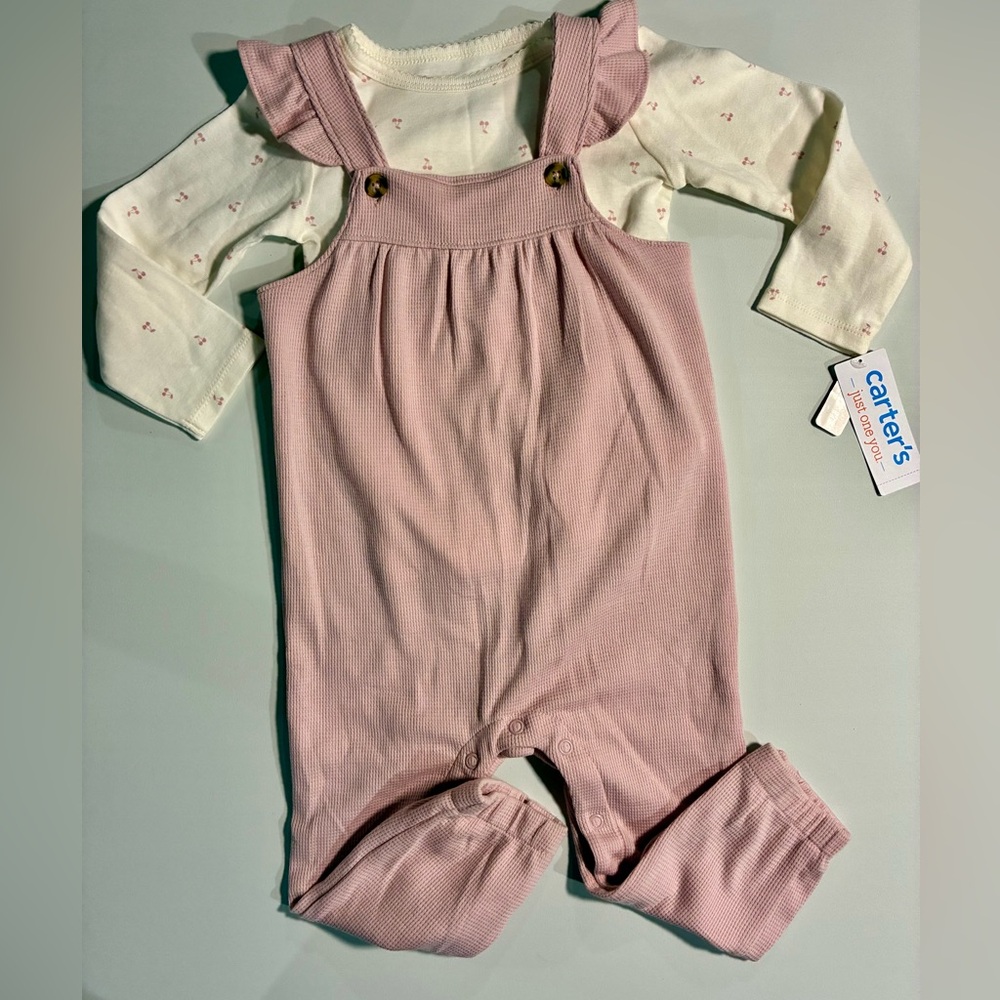 Carter's Girls Pink Overalls Set